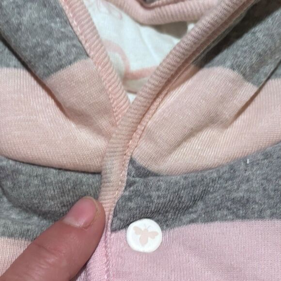 Burt’s Bees Baby Organic Cotton Pink Gray Jacket Soft & Padded Snaps 6-9 Months - Picture 2 of 5